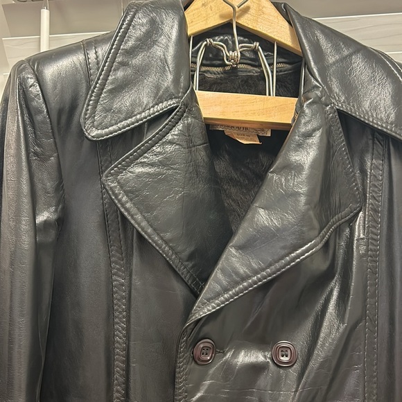 Vintage Leather Attic Black Trench Coat w/Winter Liner - Picture 2 of 9